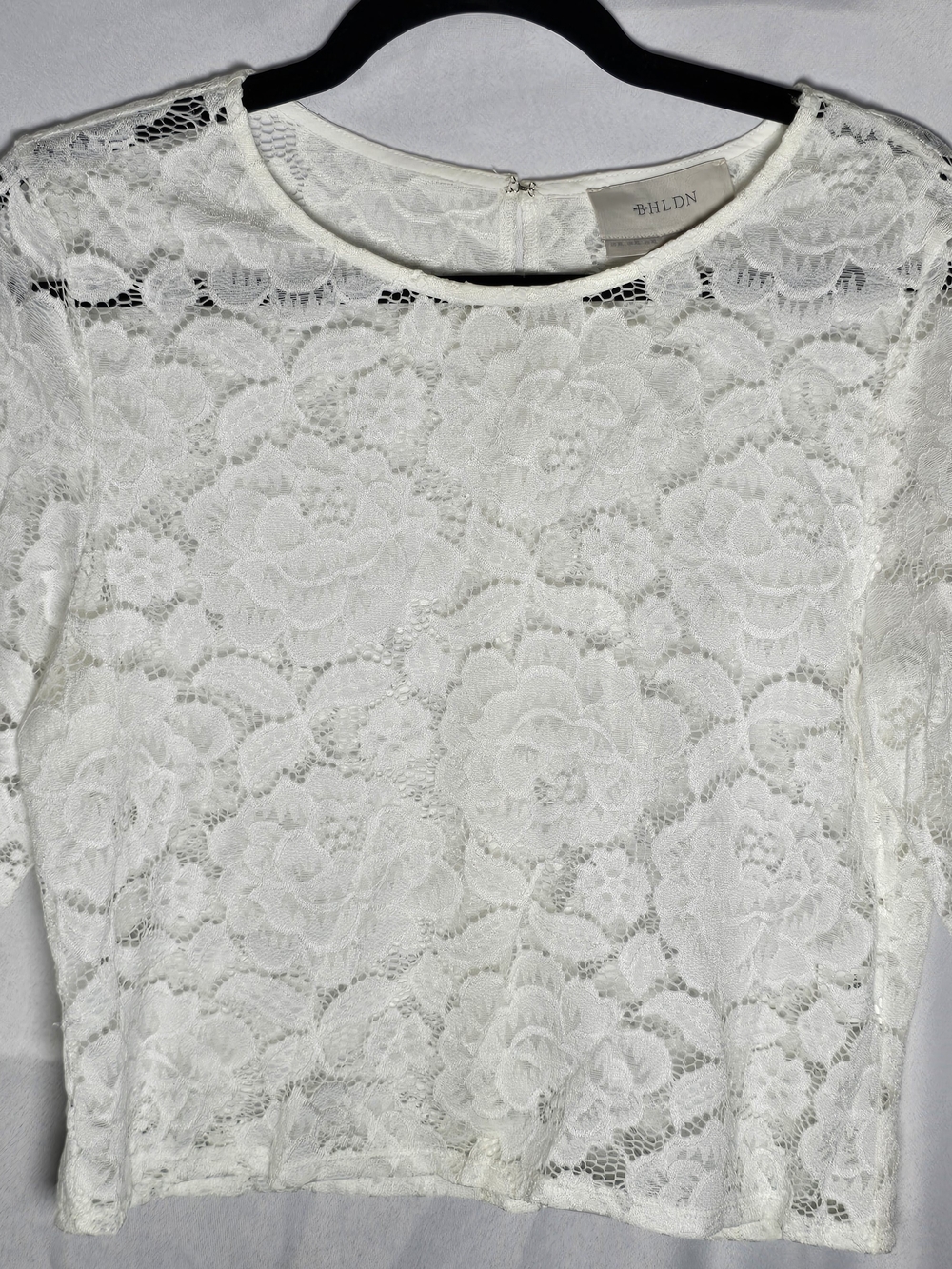 Anthropologie BHLDN White Floral Lace Short-Sleeve Sheer Bridal Blouse, Sz XL